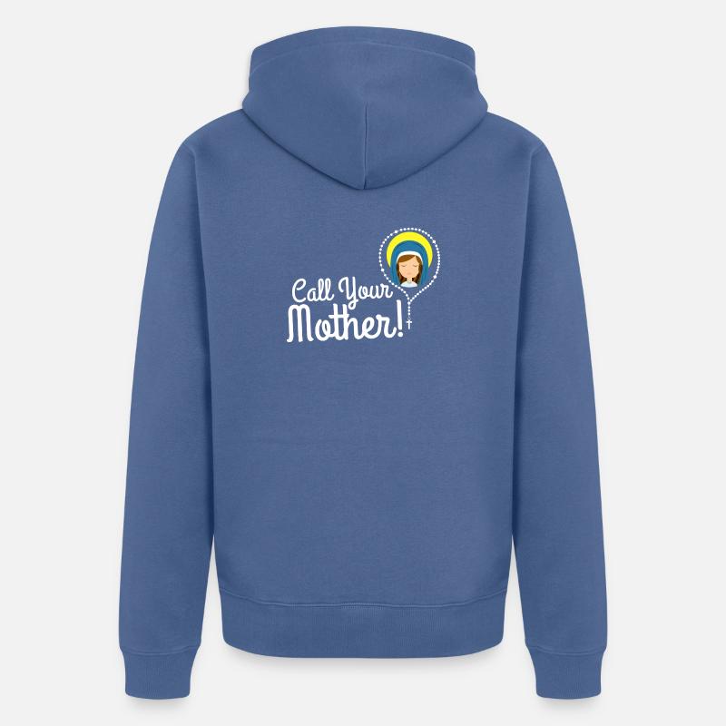 Nenne deine Mutter Illustration Tee - Unisex Premium Bio Zip Hoodie - Taubenblau