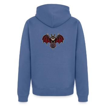 Vampire Bat and Rose Gothic Art - Unisex Premium Organic Zip Hoodie - stone blue - Back - Nico (187cm)