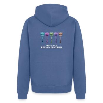 Rechenzentrum Retro Vintage Rechen & Besen Leiter - Unisex Premium Bio Zip Hoodie - Taubenblau - Hinten - Nico (187cm)
