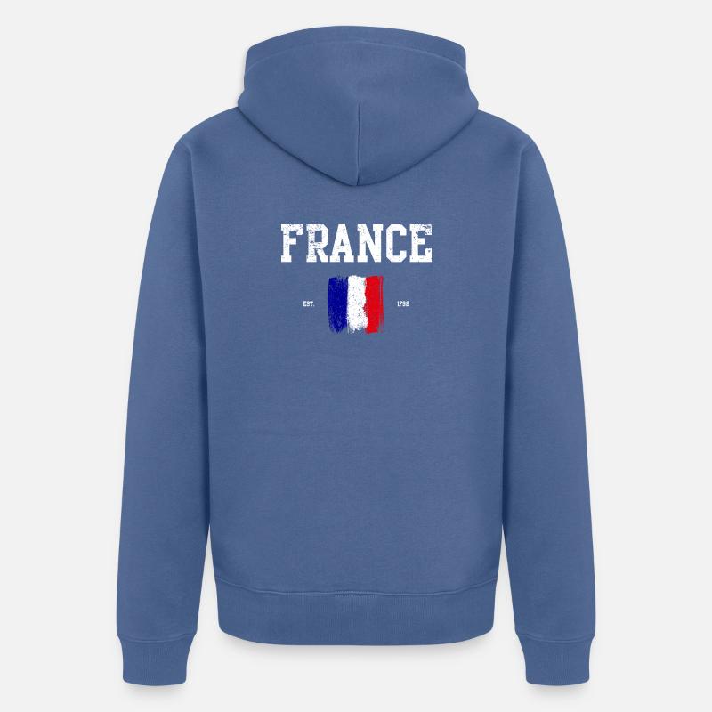 Drapeau français Traits de peinture Design - Veste à capuche bio Premium Unisexe - bleu pigeon