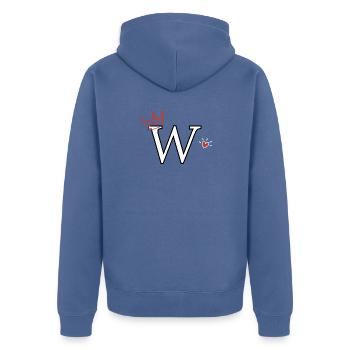 Buchstabe mit Kronenherz - Unisex Premium Bio Zip Hoodie - Taubenblau - Hinten - Nico (187cm)