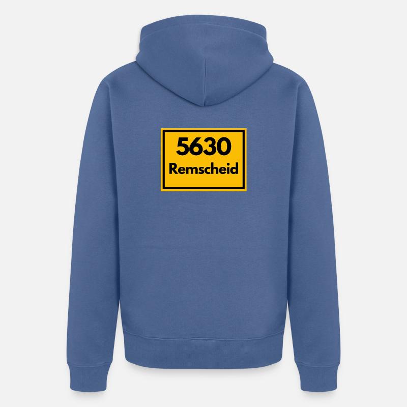 OLD POSTCODE POSTCODE 5630 REMSCHEID - BERGISCH - Unisex Premium Organic Zip Hoodie - stone blue