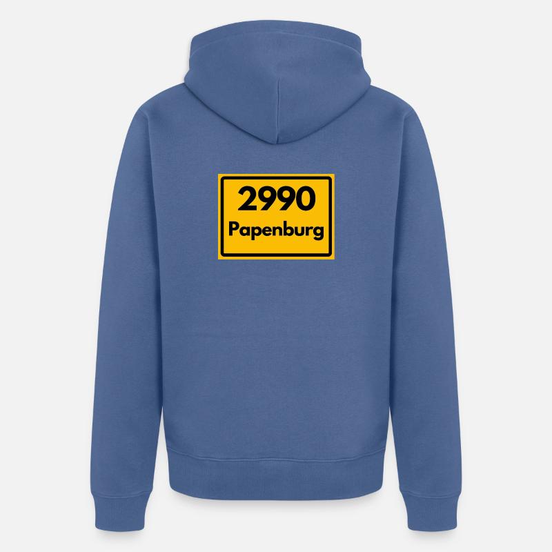 OLD POSTCODE POSTCODE RETRO 2990 PAPENBURG - Unisex Premium Organic Zip Hoodie - stone blue