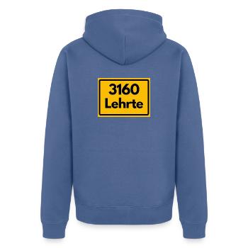 ALTE POSTLEITZAHL PLZ RETRO 3160 LEHRTE WASSERTURM - Unisex Premium Bio Zip Hoodie - Taubenblau - Hinten - Nico (187cm)