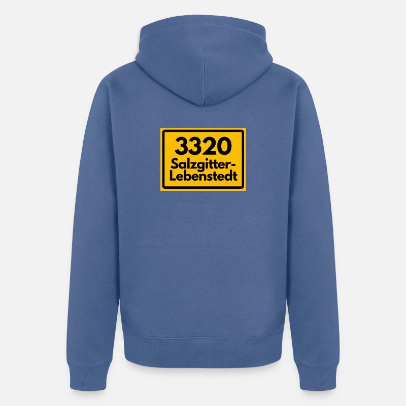 OLD POSTCODE POSTCODE RETRO 3320 SALZGITTER - Unisex Premium Organic Zip Hoodie - stone blue
