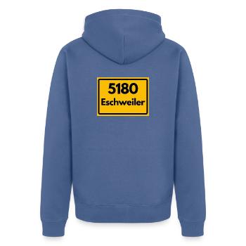 ALTE POSTLEITZAHL PLZ RETRO 5180 ESCHWEILER - Unisex Premium Bio Zip Hoodie - Taubenblau - Hinten - Nico (187cm)