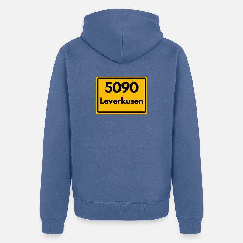 OLD POSTCODE POSTCODE RETRO 5090 LEVERKUSEN - Unisex Premium Organic Zip Hoodie - stone blue