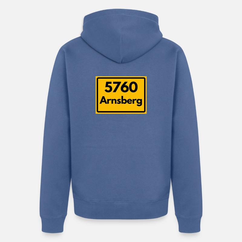OLD POSTCODE POSTCODE RETRO 5760 ARNSBERG - Unisex Premium Organic Zip Hoodie - stone blue