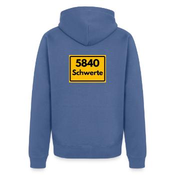 ALTE POSTLEITZAHL PLZ RETRO 5840 SCHWERTE - Unisex Premium Bio Zip Hoodie - Taubenblau - Hinten - Nico (187cm)
