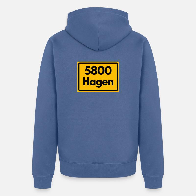 OLD POSTCODE POSTCODE RETRO 5800 HAGEN - Unisex Premium Organic Zip Hoodie - stone blue