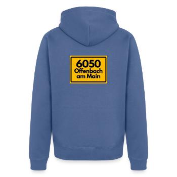 ALTE POSTLEITZAHL PLZ 6050 OFFENBACH AM MAIN HEIMA - Unisex Premium Bio Zip Hoodie - Taubenblau - Hinten - Nico (187cm)