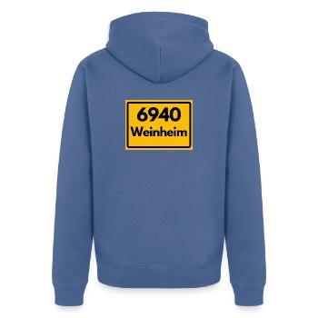 ALTE POSTLEITZAHL PLZ RETRO 6940 WEINHEIM HEIMAT - Unisex Premium Bio Zip Hoodie - Taubenblau - Hinten - Nico (187cm)