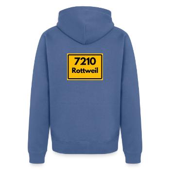 ALTE POSTLEITZAHL PLZ RETRO 7210 ROTTWEIL HEIMAT - Unisex Premium Bio Zip Hoodie - Taubenblau - Hinten - Nico (187cm)