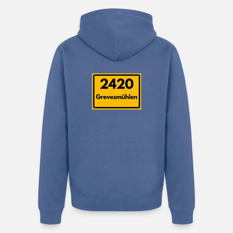 ANCIEN CODE POSTAL RETRO 2420 GREVESMÜHLEN - Veste à capuche bio Premium Unisexe - bleu pigeon