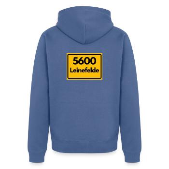 ALTE POSTLEITZAHL 5600 LEINEFELDE HEIMATSTOLZ - Unisex Premium Bio Zip Hoodie - Taubenblau - Hinten - Nico (187cm)