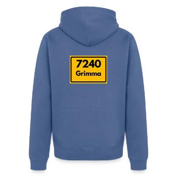 ALTE POSTLEITZAHL 7240 GRIMMA HEIMATSTOLZ SACHSEN - Unisex Premium Bio Zip Hoodie - Taubenblau - Hinten - Nico (187cm)