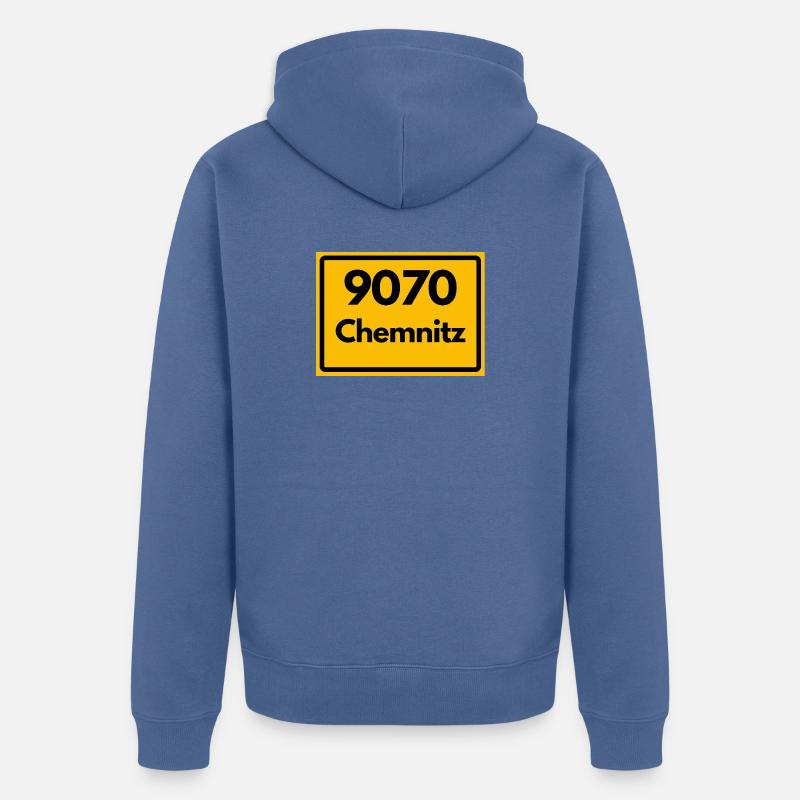 ALTE POSTLEITZAHL 9070 SACHSEN CHEMNITZ - Unisex Premium Bio Zip Hoodie - Taubenblau