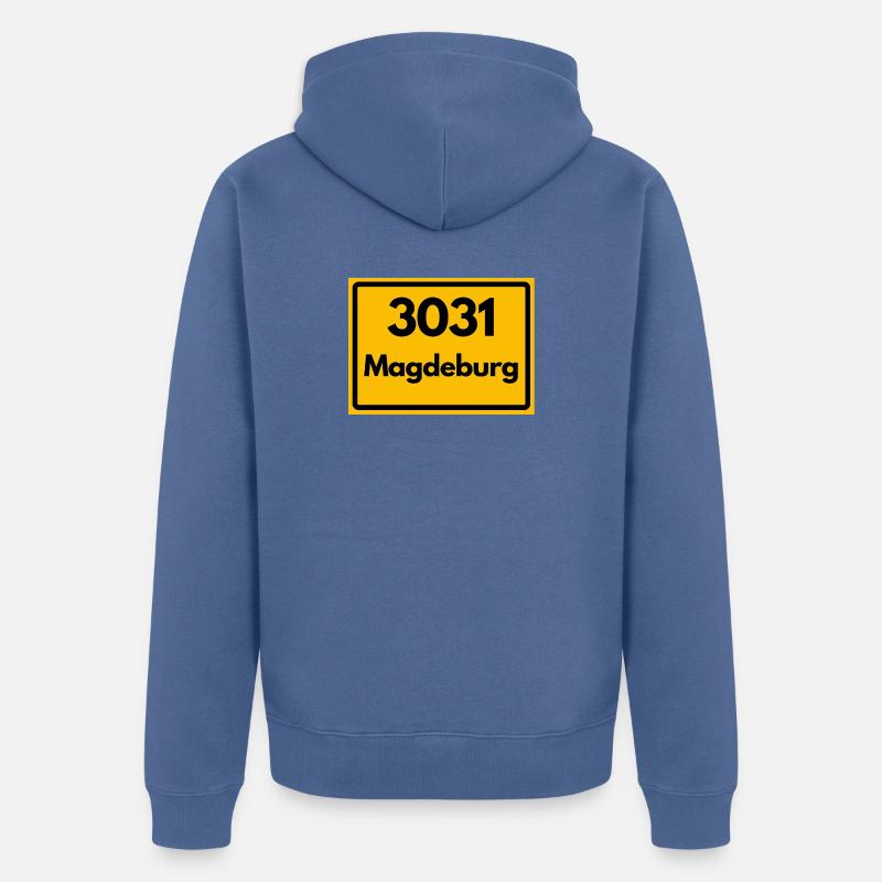 3031 MAGDEBOURG RDC RÉTRO HEIMATSTOLZ OSTALGIE - Veste à capuche bio Premium Unisexe - bleu pigeon