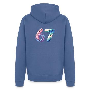 Mème Candy Swirl 67 - Veste à capuche bio Premium Unisexe - bleu pigeon - Dos - Nico (187cm)