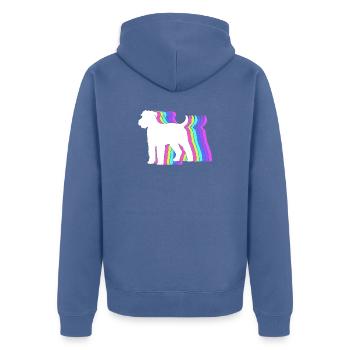 Wheaten Terrier - Unisex Premium Bio Zip Hoodie - Taubenblau - Hinten - Nico (187cm)