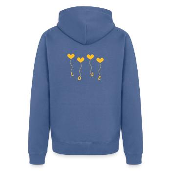 Love (4) - Unisex Premium Bio Zip Hoodie - Taubenblau - Hinten - Nico (187cm)
