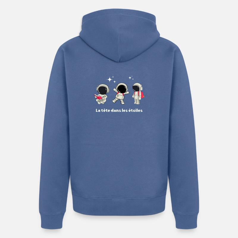 La tête dans les étoiles - Veste à capuche bio Premium Unisexe - bleu pigeon