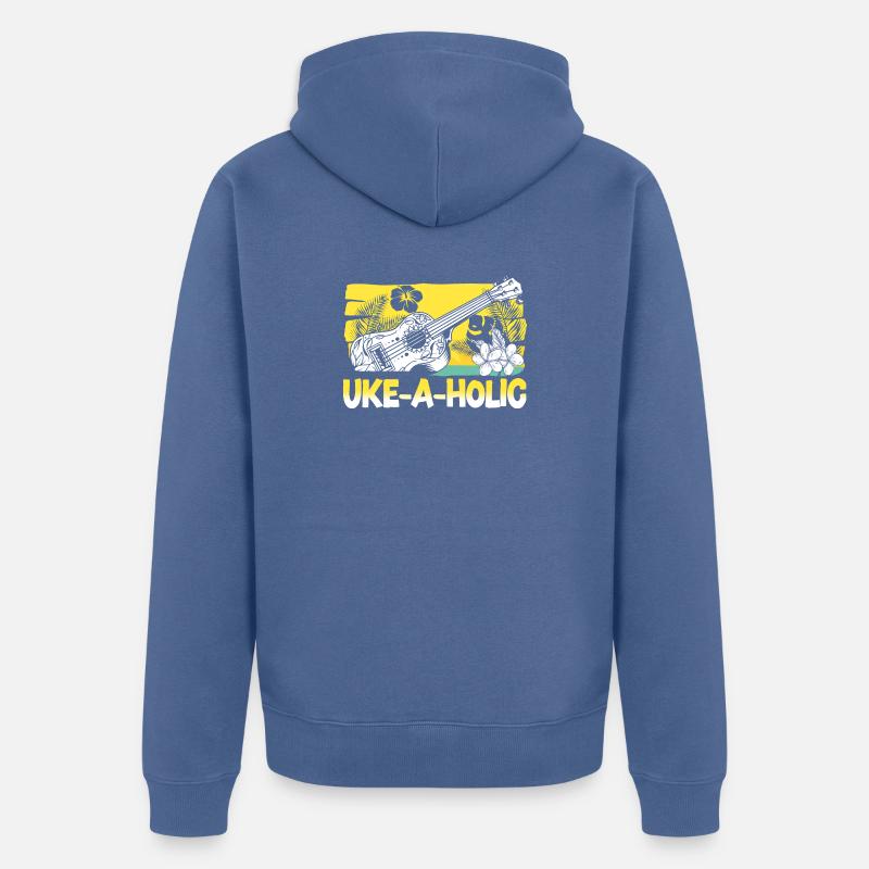 Ukulélé hawaïen uke uke-a-holic - Veste à capuche bio Premium Unisexe - bleu pigeon