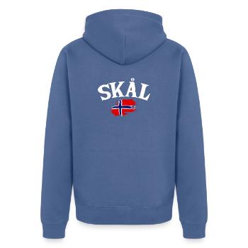Vacances en Norvège dans les fjords de Norge Voyage en Scandinavie - Veste à capuche bio Premium Unisexe - bleu pigeon - Dos - Nico (187cm)