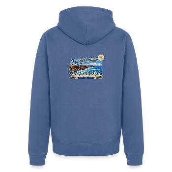 Fuerteventura - La Pared - Playa del Viejo Reyes - Unisex Premium Bio Zip Hoodie - Taubenblau - Hinten - Nico (187cm)