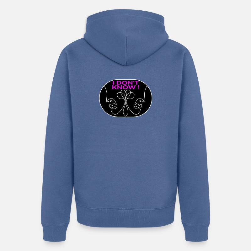 Visage d’art au trait - FLOU - Veste à capuche bio Premium Unisexe - bleu pigeon