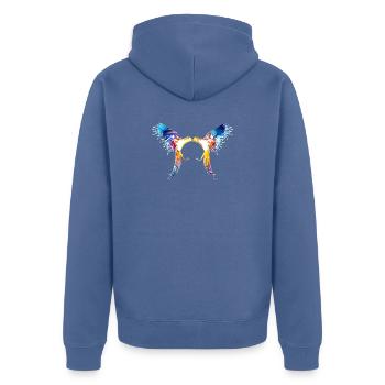 Parrot - Unisex Premium Organic Zip Hoodie - stone blue - Back - Nico (187cm)