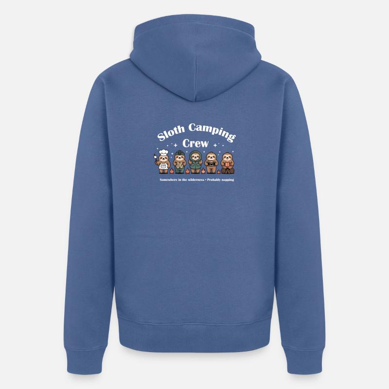 Sloth Camping Crew - Unisex Premium Bio Zip Hoodie - Taubenblau
