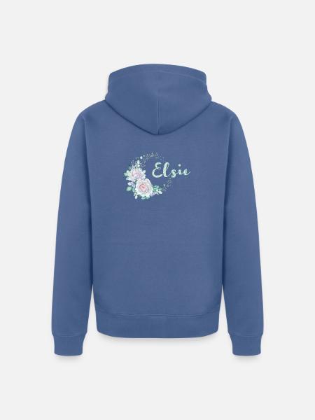 Elsie Aquarellblumen Kranz - Unisex Premium Bio Zip Hoodie - Taubenblau