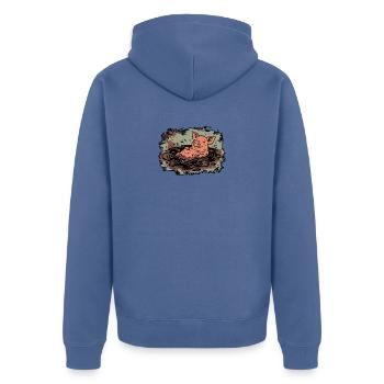 Schwein im Schlamm Landwirt - Unisex Premium Bio Zip Hoodie - Taubenblau - Hinten - Nico (187cm)