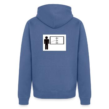 German Teacher - Unisex Premium Organic Zip Hoodie - stone blue - Back - Nico (187cm)