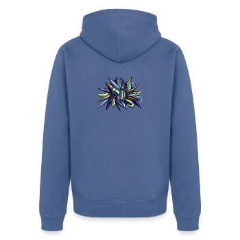 Fleur fragmentaire bleu-vert - Veste à capuche bio Premium Unisexe - bleu pigeon - Dos - Nico (187cm)