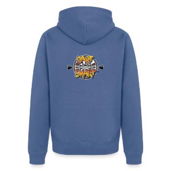 Dart makes you happy - Unisex Premium Organic Zip Hoodie - stone blue - Back - Nico (187cm)