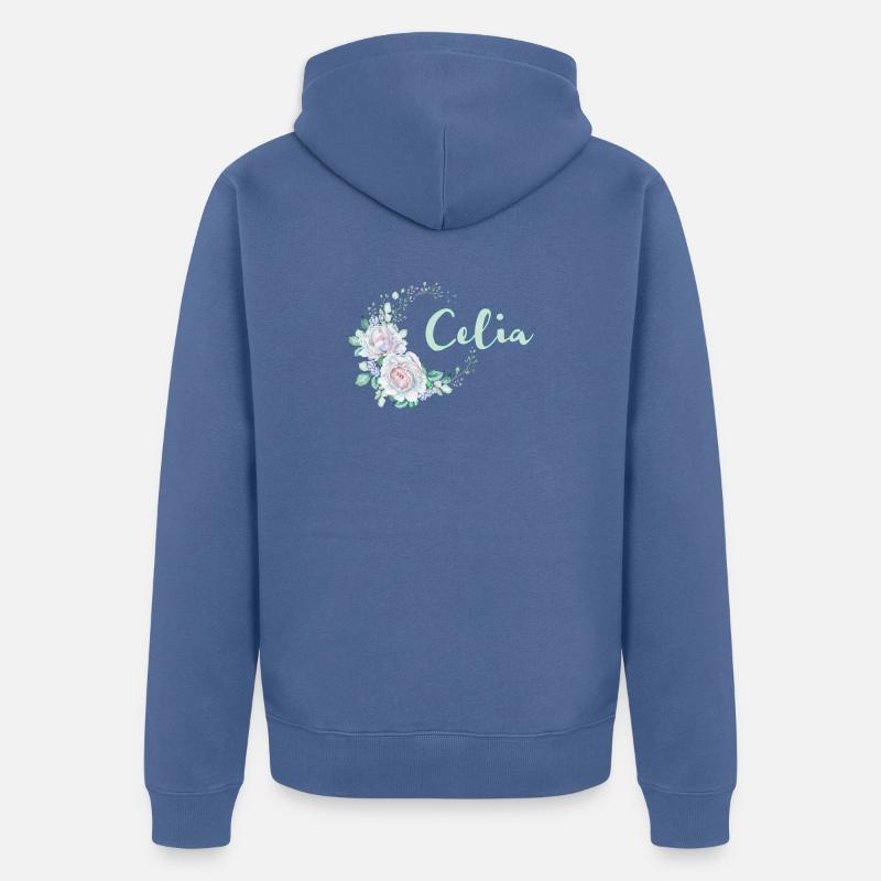 Pour Celia - Veste à capuche bio Premium Unisexe - bleu pigeon