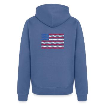 Patriotic Farmer Rooster Flock Poultry USA Pride C - Unisex Premium Bio Zip Hoodie - Taubenblau - Hinten - Nico (187cm)