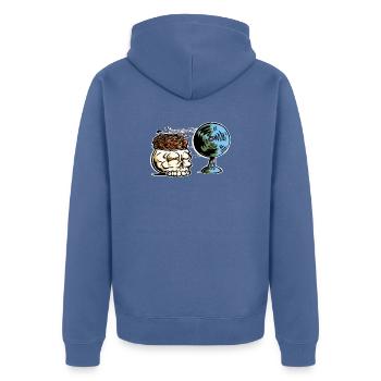 Belüftung von Schädel und Gehirn - Unisex Premium Bio Zip Hoodie - Taubenblau - Hinten - Nico (187cm)