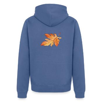 Herbst Blatt Jahreszeit Oktober Wetter - Unisex Premium Bio Zip Hoodie - Taubenblau - Hinten - Nico (187cm)
