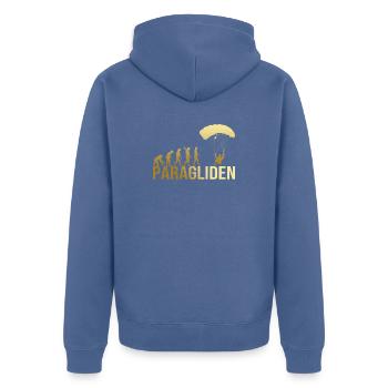 Evolution Paragliden - Unisex Premium Bio Zip Hoodie - Taubenblau - Hinten - Nico (187cm)