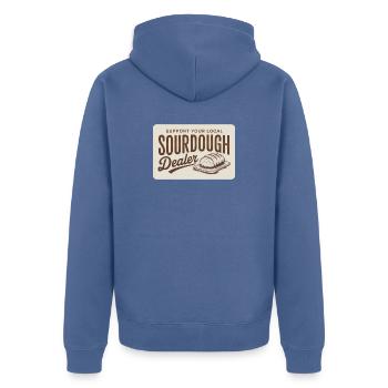 Sauerteighändler-Vintage-Abzeichen - Unisex Premium Bio Zip Hoodie - Taubenblau - Hinten - Nico (187cm)