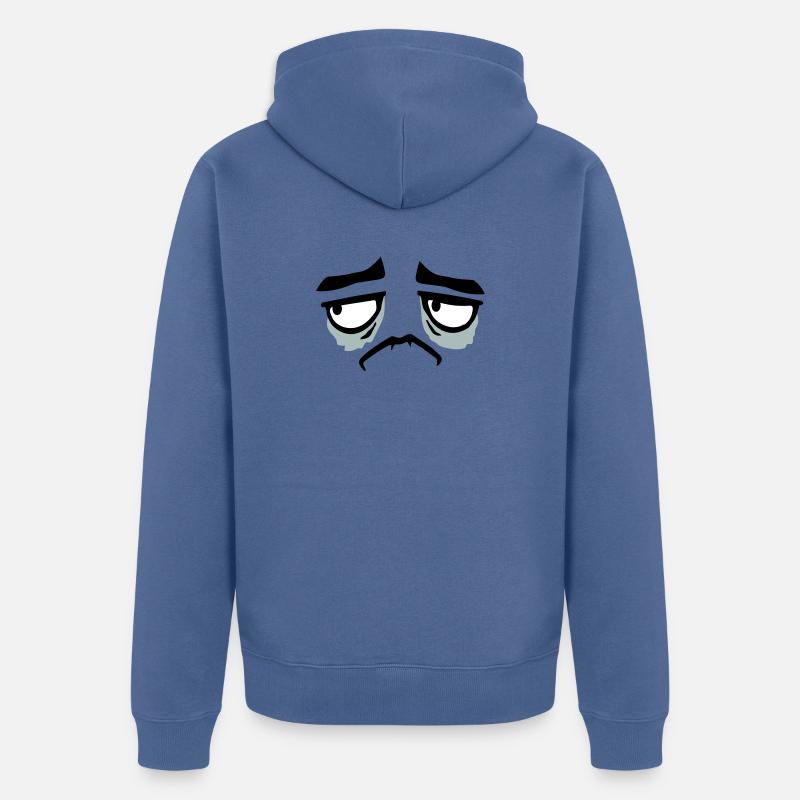 Grumpy sad disappointed face funny - Unisex Premium Organic Zip Hoodie - stone blue
