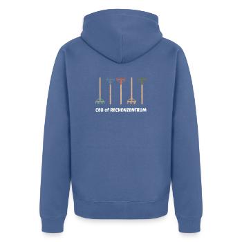 CEO of Rechenzentrum - Unisex Premium Bio Zip Hoodie - Taubenblau - Hinten - Nico (187cm)