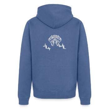Bernhardiner Hund - Forgets Its Size Daily - Hunde - Unisex Premium Bio Zip Hoodie - Taubenblau - Hinten - Nico (187cm)
