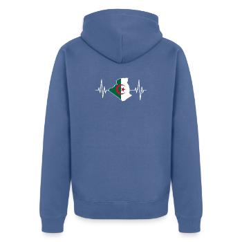 Algerischer Herzschlag Algerien Herzschlag Herzschlag - Unisex Premium Bio Zip Hoodie - Taubenblau - Hinten - Nico (187cm)
