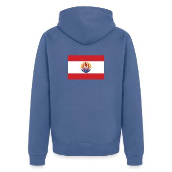 Polynésie - Unisex Premium Bio Zip Hoodie - Taubenblau - Hinten - Nico (187cm)