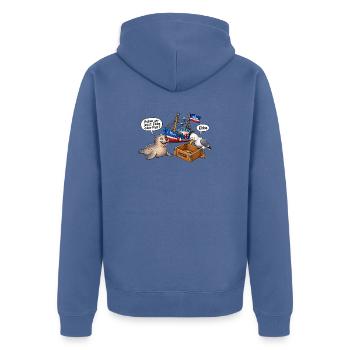 Ebbe oder Flut Hafenhumor - Unisex Premium Bio Zip Hoodie - Taubenblau - Hinten - Nico (187cm)