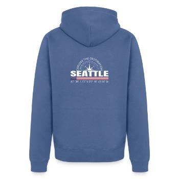 Seattle - Unisex Premium Bio Zip Hoodie - Taubenblau - Hinten - Nico (187cm)